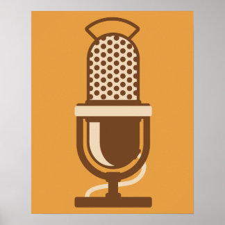 Poster Logotipo Clássico do Microfone de Fita