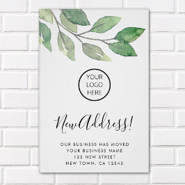 Pôster Logotipo comercial Novo endereço Aquarela