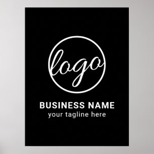 Poster Logotipo comercial preto simples da empresa com ma