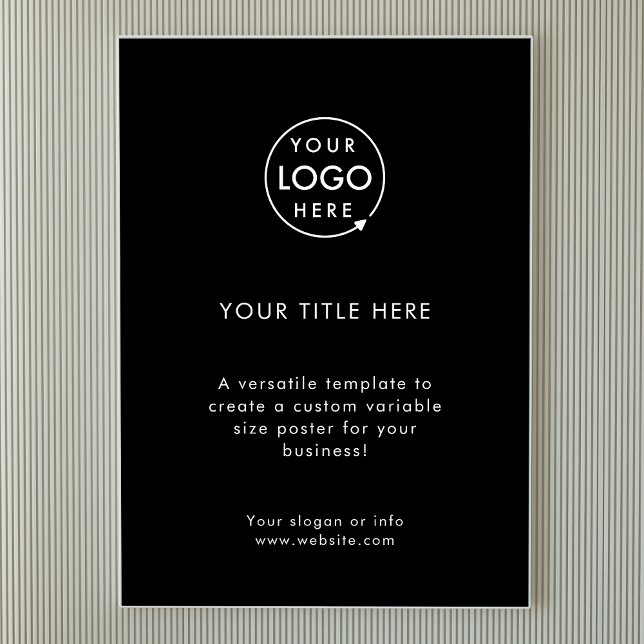 Poster Logotipo comercial | Promocional preto simples mod (Criador carregado)