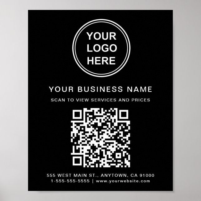 Poster Logotipo comercial QR preto (Frente)