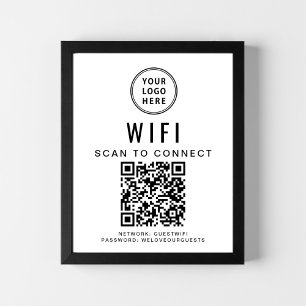 Poster Logotipo comercial Wifi Network Código QR