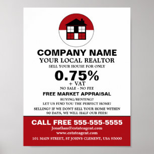 Poster Logotipo da Casa, Realtor, Anúncio de agente estad