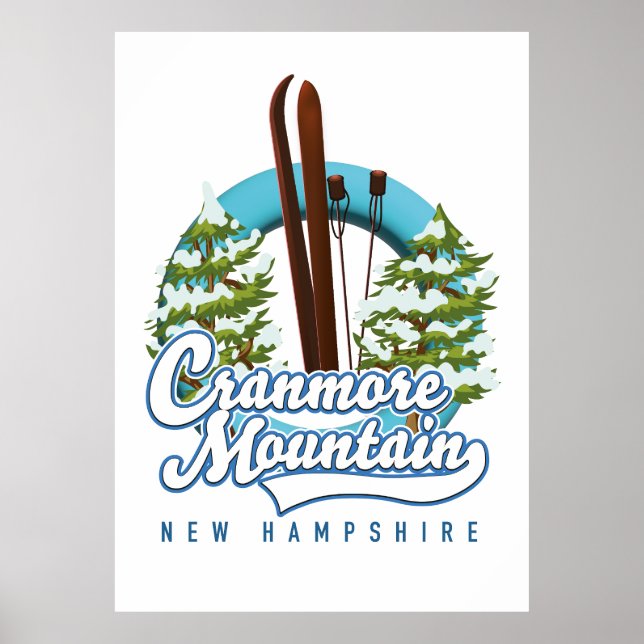 Poster logotipo da Cranmore Mountain New Hampshire Ski (Frente)