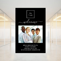 Poster logotipo da empresa foto de boas-vindas horas de a