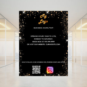 Poster Logótipo da empresa qr código instagram ouro negro