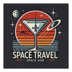 Pôster Logotipo da Era Espacial Martini Viagem 1957