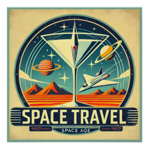 Pôster Logotipo da Martini Space Travel 1957 New Worlds