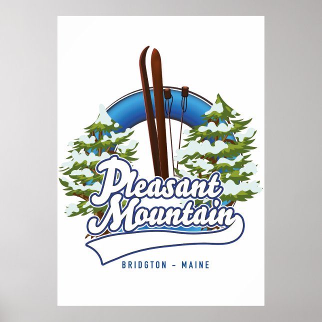 Poster logotipo da Pleasant Mountain Ski Bridgton. (Frente)