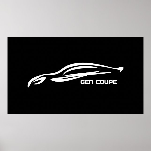 Poster Logótipo da Silhueta Branca Genesis Coupe (Frente)