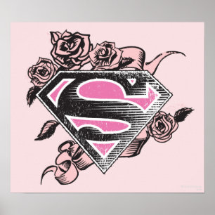 Poster Logotipo da Supergirl com Rosas