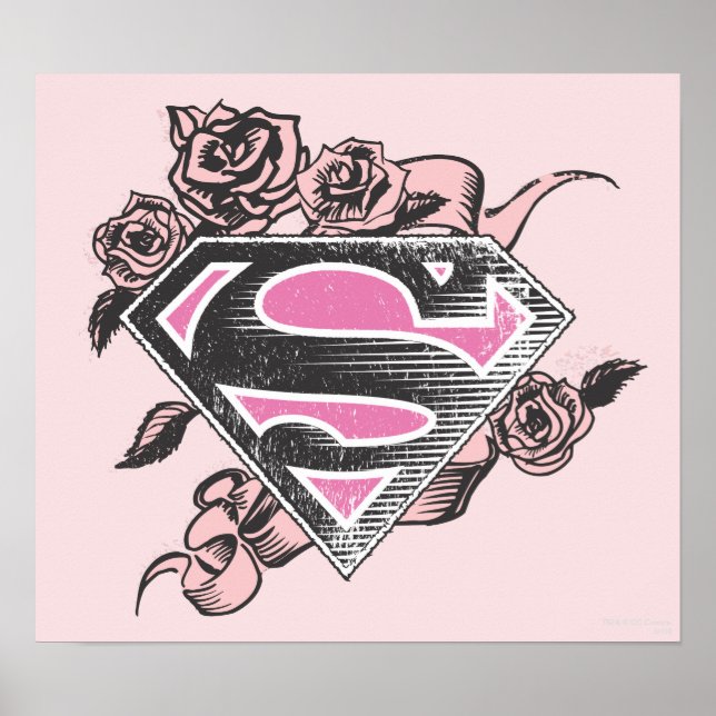 Poster Logotipo da Supergirl com Rosas (Frente)