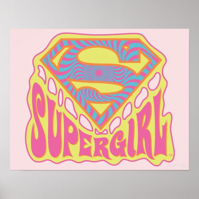 Pôster Logotipo da Supergirl Groovy (Frente)