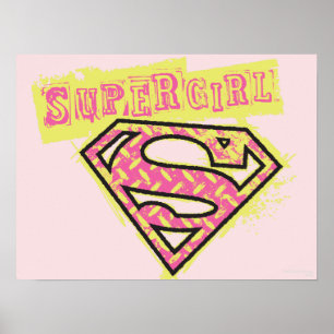 Pôster Logotipo da Supergirl Grunge rosa