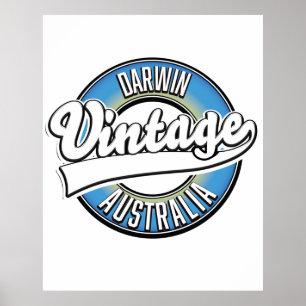 Poster Logotipo Darwin australia Vintage