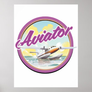 Poster logotipo de avião anfíbio Aviator