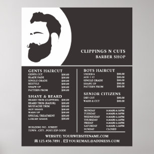 Poster Logotipo de barba, Lista de preços de barbearia m