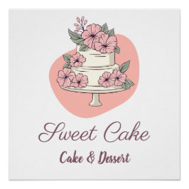 Pôster Logotipo de Bolo e Sobremesa da Padaria Sweet Cake