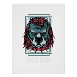 Pôster Logotipo de Cachorro Bravo Arte de Bulldog com C