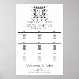 Poster Logotipo de Casamento Coração Deco Minimalista Grá