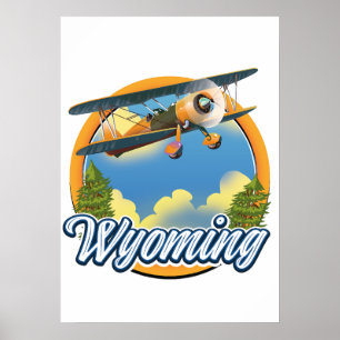 Poster logotipo de desenho animado de Wyoming