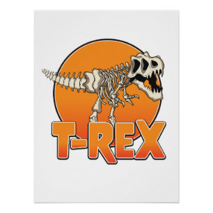Pôster logotipo de desenho animado T-REX