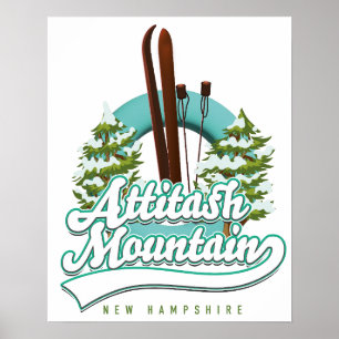 Poster logotipo de esqui attitash mountain new hampshire