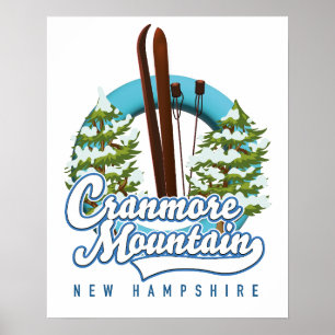 Poster logotipo de esqui da montanha Cranmore New Hampshi