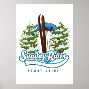 Poster Logotipo de esqui Sunday River Newry Maine