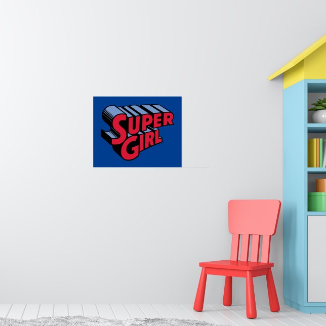 Poster Logotipo de nome empilhado da Supergirl vermelha e (Berçário 1)