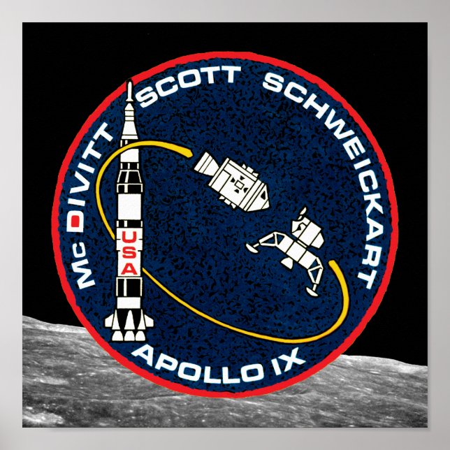 Poster Logotipo de Patch da Missão NASA da Apollo 9 (Frente)