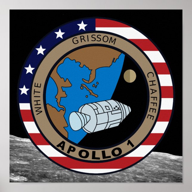 Pôster Logotipo de Patch de Missão Apollo 1 (Frente)