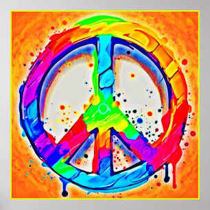 Poster Logotipo de paz vibrante: Trabalho de arte colorid