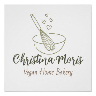 Pôster Logotipo de Pequena Padaria Vegana Caseira