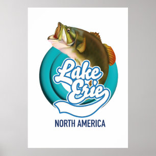 Poster Logotipo de pesca do Lago Erie na América do Norte