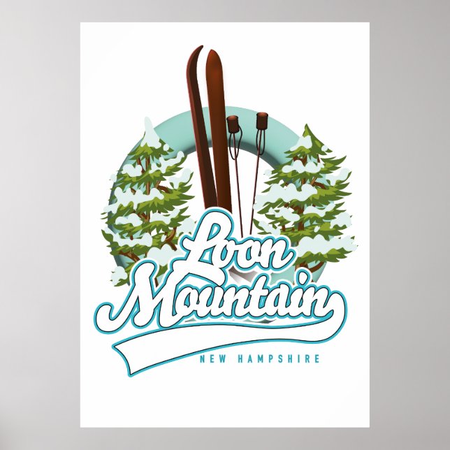 Poster Logotipo de ski Loon Mountain New Hampshire (Frente)