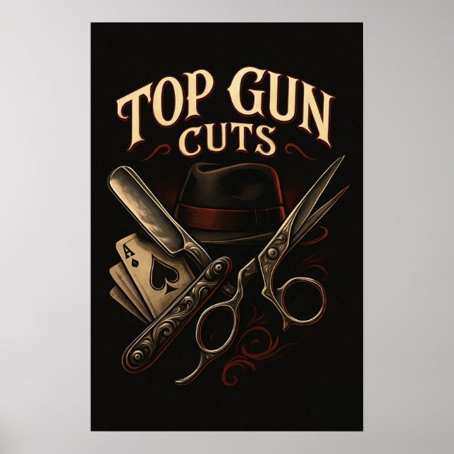 Poster Logotipo de Top Gun Cuts Gângster (Frente)