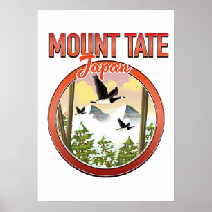 Poster logotipo de viagem ao Monte Tate Japão