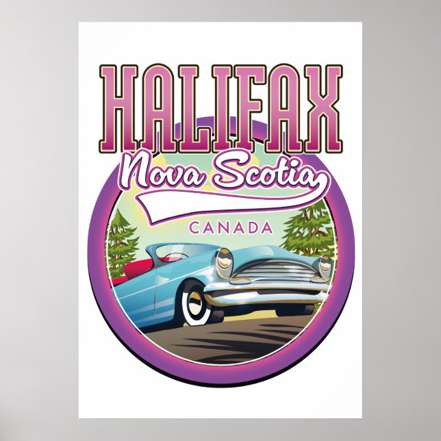 Poster logotipo de viagem Halifax Nova Escócia (Frente)