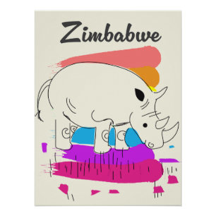 Pôster logotipo de viagem retrô do Zimbábue
