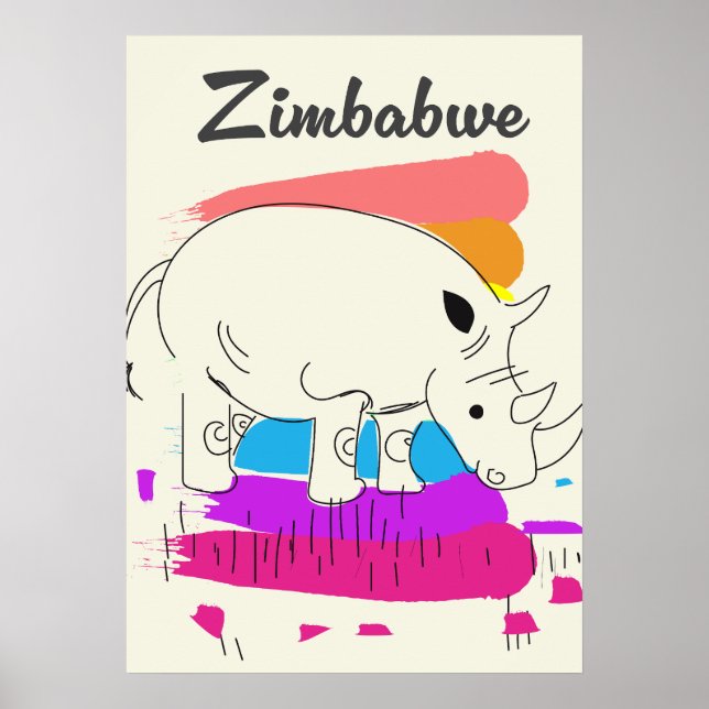 Poster logotipo de viagem retrô do Zimbábue (Frente)