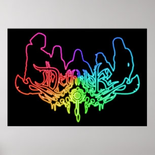 Poster Logotipo Dethklok no arco-íris Neon com Banda S