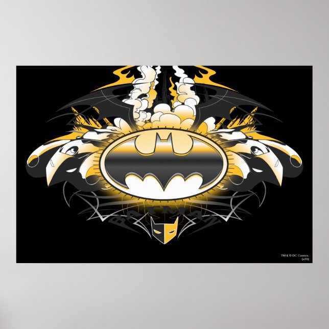 Pôster Logotipo do Batman com Carros (Frente)