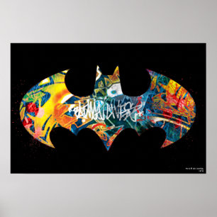 Poster Logotipo do Batman Neon Grafite dos Anos 80