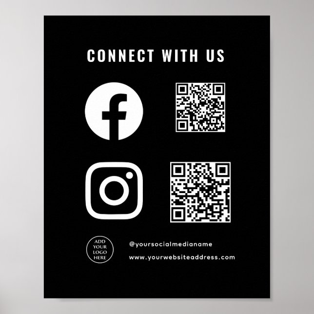 Poster Logotipo do Código QR Aqui Seguir Escanear Conecta (Frente)