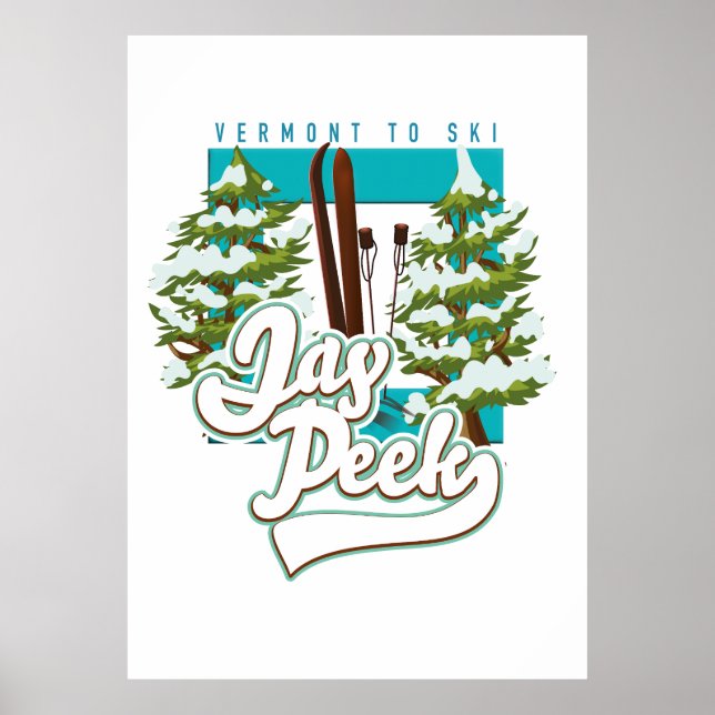Poster Logotipo do esqui Jay Peek Vermont (Frente)