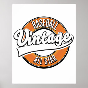 Poster Logotipo do estilo de vintage do beisebol.