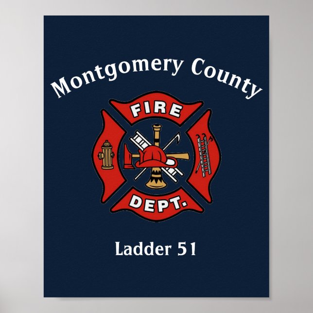 Poster Logotipo do Fire Department Personalizado (Frente)