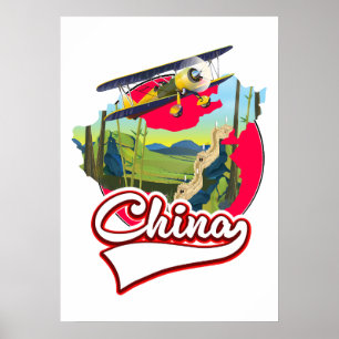Poster Logotipo do mapa de Viagem da China