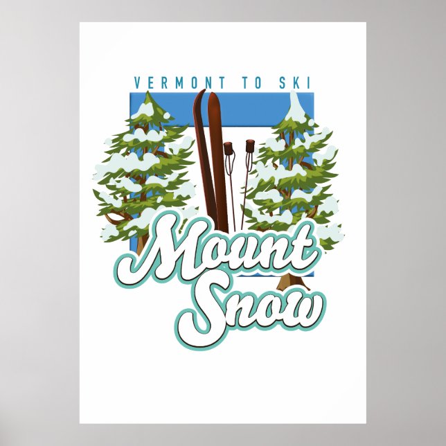 Poster Logotipo do Mount Snow Vermont Ski. (Frente)